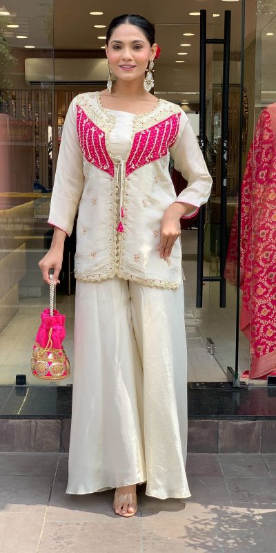 NSR 869 White Roman Silk Salwar Suit Perfect for Wedding, Party, Ethnic Day, Traditional Day, Housewarming . Now at just ₹1899. Delivery 4-6 Working | Casual Suits, Jump Suits, Tops & Bottoms, Track Suits, Trendy Wear, Creative suits, Designer Suits, Palazzo Suits, Party Wear Suits, Patiala Suits, Salwar suit, Straight Suits