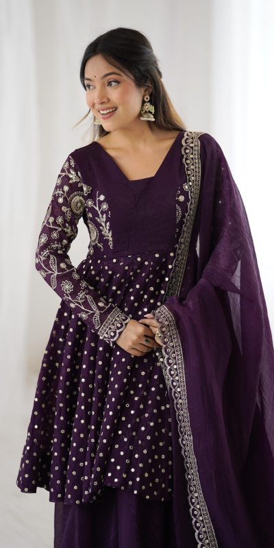 ZSR 3134 Wine Crunchy Silk Salwar Suit Perfect for Wedding, Party, Sangeet, Anniversary, Housewarming Introductory Price ₹2399. Delivery 4-6 | Casual Suits, Jump Suits, Creative suits, Designer Suits, Palazzo Suits, Party Wear Suits, Patiala Suits, Salwar suit, Straight Suits