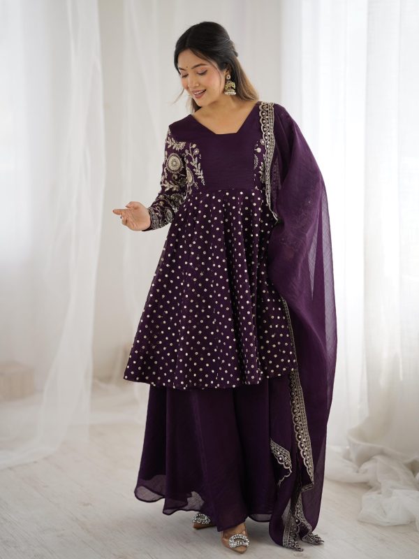 ZSR 3134 Wine Crunchy Silk Salwar Suit Perfect for Wedding, Party, Sangeet, Anniversary, Housewarming Introductory Price ₹2399. Delivery 4-6 | Casual Suits, Jump Suits, Creative suits, Designer Suits, Palazzo Suits, Party Wear Suits, Patiala Suits, Salwar suit, Straight Suits