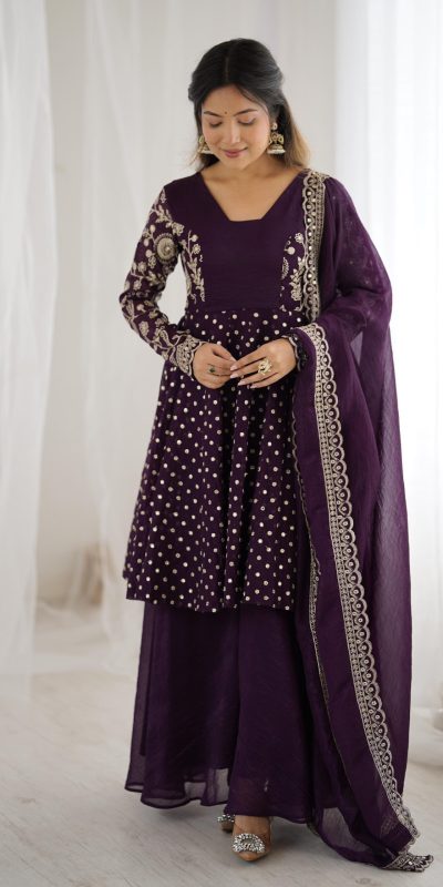 ZSR 3134 Wine Crunchy Silk Salwar Suit Perfect for Wedding, Party, Sangeet, Anniversary, Housewarming Introductory Price ₹2399. Delivery 4-6 | Casual Suits, Jump Suits, Creative suits, Designer Suits, Palazzo Suits, Party Wear Suits, Patiala Suits, Salwar suit, Straight Suits