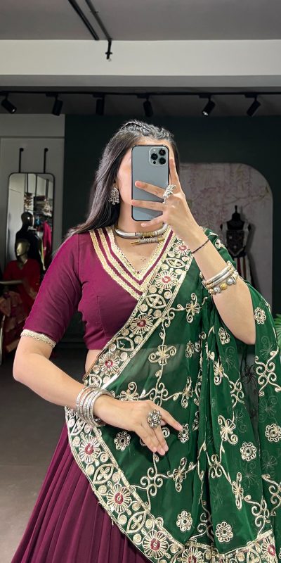 LNB 1692 Wine Pure Rayon Embroidery Work & Sequins Work Lehenga Choli in . Now at just ₹3199. Delivery 4-6 Working Days. Shop now. | Creative Lehenga, Bollywood Lehenga, Designer Lehenga, Embroidered Lehenga, Lehenga, Party Wear Lehenga