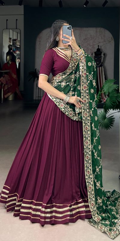 LNB 1692 Wine Pure Rayon Embroidery Work & Sequins Work Lehenga Choli in . Now at just ₹3199. Delivery 4-6 Working Days. Shop now. | Creative Lehenga, Bollywood Lehenga, Designer Lehenga, Embroidered Lehenga, Lehenga, Party Wear Lehenga