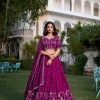 Wine Vichitra Silk Work Embroidery Lehenga Choli