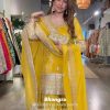 Yellow Chinon With Embroidery Work Salwar Suit