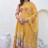 Yellow Fix Georgette With Embroidery Gown