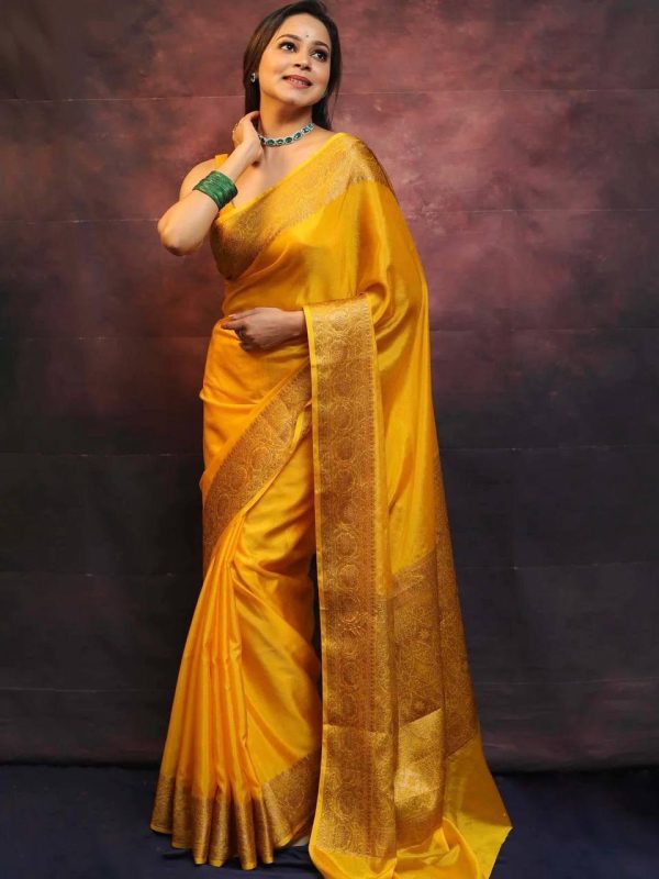 KP 6009 Yellow Soft Lichi Silk With Lace Border & Lace Work. Now Saree at just ₹1349. Delivery 4-6 Working Days. Shop now. | Embroidered Sarees, Bollywood Sarees, Creative Sarees, Designer Sarees, Ethnic Saree, Modern Digital sarees, Party Wear Sarees, Sarees