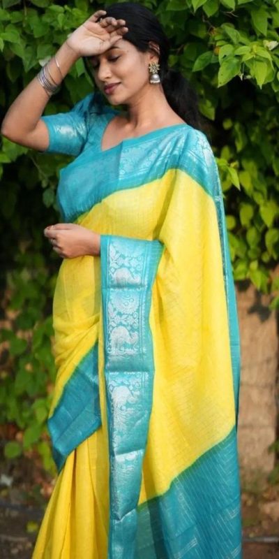 KP 3025 Yellow Soft Lichi Silk Saree Perfect for Wedding, Party, Baby Shower, Onam, Durga Puja . Available at ₹1449 only. Delivery 4-6 Working Days. | Embroidered Sarees, Bollywood Sarees, Creative Sarees, Designer Sarees, Ethnic Saree, Modern Digital sarees, Party Wear Sarees, Sarees