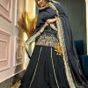 Black Natural Crep Silk Bead Lace Work Salwar Suit