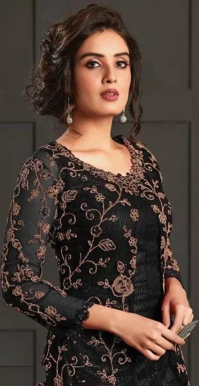 FC 4592 Black Net Salwar Suit with Stone Work. Wedding, Party, Festive, Events, Now at just ₹2449. Delivery 4-6 Working Days. Shop now. | Casual Suits, Jump Suits, Creative suits, Designer Suits, Palazzo Suits, Party Wear Suits, Patiala Suits, Salwar suit, Straight Suits