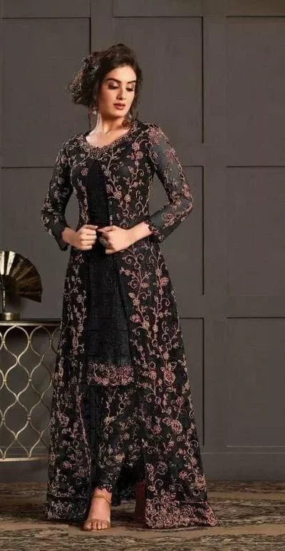 FC 4592 Black Net Salwar Suit with Stone Work. Wedding, Party, Festive, Events, Now at just ₹2449. Delivery 4-6 Working Days. Shop now. | Casual Suits, Jump Suits, Creative suits, Designer Suits, Palazzo Suits, Party Wear Suits, Patiala Suits, Salwar suit, Straight Suits