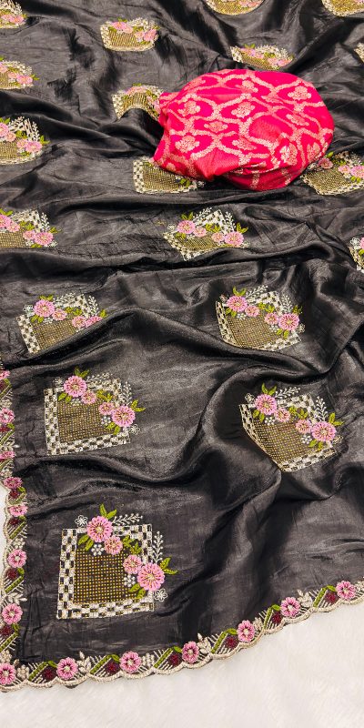 SC 239 Pink Georgette With Lace Work & Lace Border Saree . Wedding, Party, Festive, Events, Exclusive Offer ₹1599. Delivery 4-6 Working Days. Shop now. | Creative Sarees, Embroidered Sarees, Bollywood Sarees, Designer Sarees, Ethnic Saree, Modern Digital sarees, Party Wear Sarees, Sarees