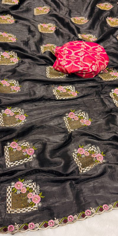 SC 239 Pink Georgette With Lace Work & Lace Border Saree . Wedding, Party, Festive, Events, Exclusive Offer ₹1599. Delivery 4-6 Working Days. Shop now. | Creative Sarees, Embroidered Sarees, Bollywood Sarees, Designer Sarees, Ethnic Saree, Modern Digital sarees, Party Wear Sarees, Sarees