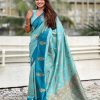 Blue Banarasi Silk Weaving Zari Work Saree