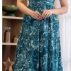 Blue Cotton With Printed Gown
