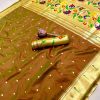 Brown Pure Banarasi Silk Zari Work Saree