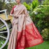 Chiku Lichi Silk Lace Border Saree