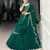 Dark Green Georgette Embroidery Work Lehenga Choli