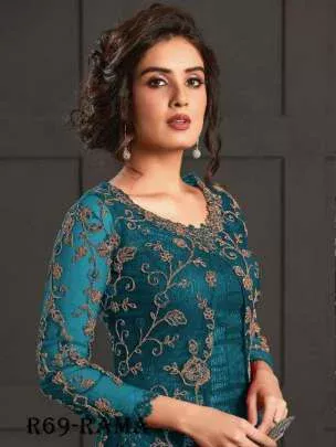 FC 4592 Firozi Net Salwar Suit with Stone Work. Wedding, Party, Festive, Events, Now at just ₹2449. Delivery 4-6 Working Days. Shop now. | Casual Suits, Jump Suits, Creative suits, Designer Suits, Palazzo Suits, Party Wear Suits, Patiala Suits, Salwar suit, Straight Suits