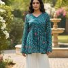 INLI Bandhej Firozi Color Pure Georgette Kurti with Designer Work. Best Price ₹1349. Delivery 4-6 Working Days. Shop now. | Bollywood Kurti, Creative Kurtis, Designer Kurti, Kurti, Party Wear Kurti, Selfie Kurti