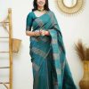 Firozi Soft Lichi Silk Rich Pallu Work Border Saree