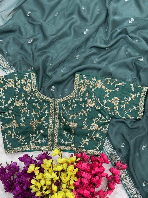AC MAGIC CIRCLE Firozi Soft Organza Saree Perfect for Wedding, Party, Haldi, Festival Celebrations, Diwali – . Grab it for ₹2099. Delivery 4-6 Working Days | Creative Sarees, Embroidered Sarees, Bollywood Sarees, Designer Sarees, Ethnic Saree, Modern Digital sarees, Party Wear Sarees, Sarees