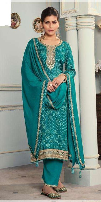 Firozi Viscose Silk Digital Print Salwar Suit