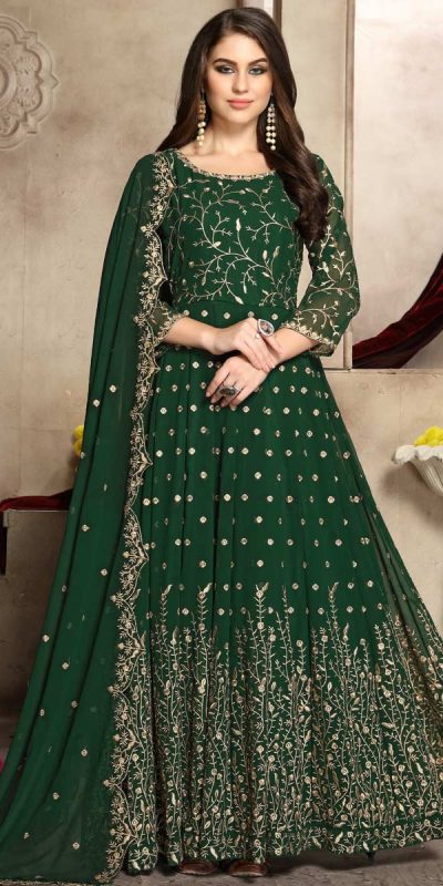 FC 94001 Green Color Georgette Multi Thread Zari Stich Anarkali Suit Wedding, Party, Festive events, etc. Expected Delivery  4-6 Working Days @2399/- | Anarkali Suits, Bollywood Anarkali, Creative-Anarkali, Designer Anarkali, Embroidered Anarkali, Party Wear Anarkali
