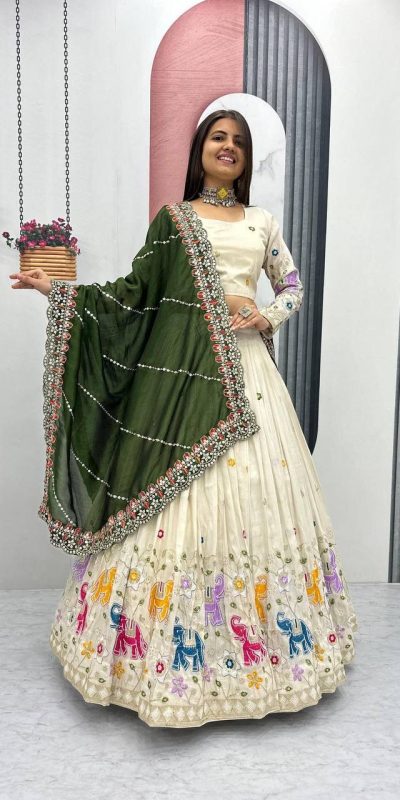 PC 503 Green in Pure Tissue Silk Cut Work & Lace Work Lehenga Choli . Now at just ₹2349. Delivery 4-6 Working Days. Shop now. | Bollywood Lehenga, Creative Lehenga, Designer Lehenga, Embroidered Lehenga, Lehenga, Party Wear Lehenga