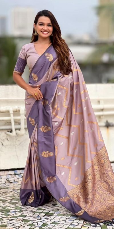 MS 543 Lavender Color Banarasi Silk Saree with Zari Work. Wedding, Party, Festive, Events, Available at ₹1649 only. Delivery 4-6 Working Days. Shop now. | Creative Sarees, Embroidered Sarees, Bollywood Sarees, Designer Sarees, Ethnic Saree, Modern Digital sarees, Party Wear Sarees, Sarees