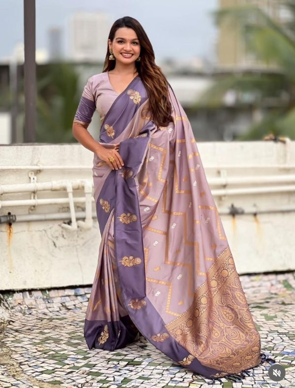 MS 543 Lavender Color Banarasi Silk Saree with Zari Work. Wedding, Party, Festive, Events, Available at ₹1649 only. Delivery 4-6 Working Days. Shop now. | Creative Sarees, Embroidered Sarees, Bollywood Sarees, Designer Sarees, Ethnic Saree, Modern Digital sarees, Party Wear Sarees, Sarees