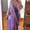 ST 1074 Lavender Color Chinon Saree with Embroidery Work & Lace Work. Best Price ₹2399. Delivery 4-6 Working Days. Shop now. | Creative Sarees, Embroidered Sarees, Bollywood Sarees, Designer Sarees, Ethnic Saree, Modern Digital sarees, Party Wear Sarees, Sarees