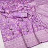 Lavender Khaddi Pashmina Lace Zari Work Saree