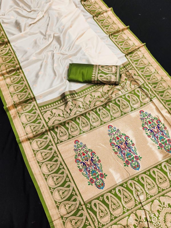 MB 1213 Mahendi Color Banarasi Saree with Zari Work & Lace Work. Wedding, Party, Festive, Events, Festive Deal ₹2099. Delivery 4-6 Working Days. Shop now. | Creative Sarees, Embroidered Sarees, Bollywood Sarees, Designer Sarees, Ethnic Saree, Modern Digital sarees, Party Wear Sarees, Sarees