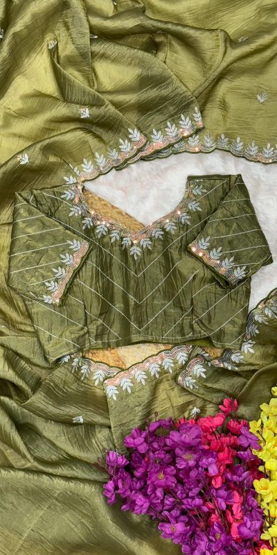 AC COCKTAIL Mahendi Gold Crush Saree Perfect for Wedding, Party, Engagement, Cultural Events, Pongal – . Available at ₹2149 only. Delivery 4-6 Working Day | Creative Sarees, Embroidered Sarees, Bollywood Sarees, Designer Sarees, Ethnic Saree, Modern Digital sarees, Party Wear Sarees, Sarees