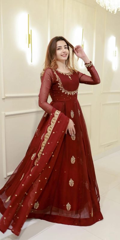 LG 2006 Maroon Georgette Gown Perfect for Wedding, Party, Engagement, Diwali, Sangeet . Exclusive Offer ₹1999. Delivery 4-6 Working Days. Shop now. | Bollywood Gowns, Creative Gowns, Designer Gowns, Embroidered Gowns, Gowns, Party Wear Gowns