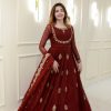 LG 2006 Maroon Georgette Gown Perfect for Wedding, Party, Engagement, Diwali, Sangeet . Exclusive Offer ₹1999. Delivery 4-6 Working Days. Shop now. | Bollywood Gowns, Creative Gowns, Designer Gowns, Embroidered Gowns, Gowns, Party Wear Gowns