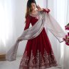 ZF 5008 Maroon Georgette Gown with Embroidery Work. Wedding, Party, Festive, Events, Special Price ₹2049. Delivery 4-6 Working Days. Shop now. | Casual Suits, Jump Suits, Creative suits, Designer Suits, Palazzo Suits, Party Wear Suits, Patiala Suits, Salwar suit, Straight Suits