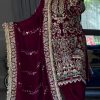 Maroon Natural Crep Embroidery Work Salwar Suit