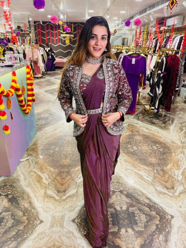 Maroon Rangoli Silk Embroidery Work Saree