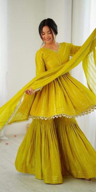 SRK 5300 Mustard Mal Chanderi With Lace Work & Mirror Work Salwar Suit . Get it for ₹2099. Delivery 4-6 Working Days. Shop now. | Casual Suits, Jump Suits, Tops & Bottoms, Track Suits, Trendy Wear, Creative suits, Designer Suits, Palazzo Suits, Party Wear Suits, Patiala Suits, Salwar suit, Straight Suits