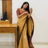 Mustered Soft Lichi Silk On All Over Saree