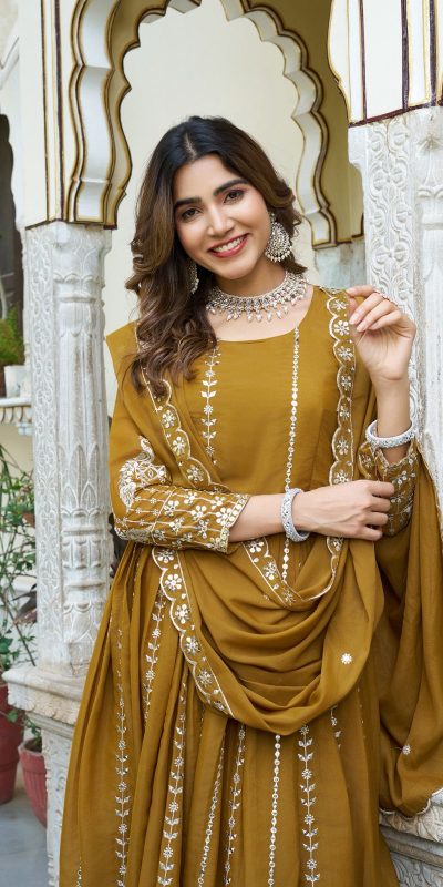 Ram 139 Mustered Star Georgette Gown Perfect for Wedding, Party, Family Gatherings, Haldi, Housewarming –. Grab it for ₹1949. Delivery 4-6 Working | Casual Suits, Jump Suits, Creative suits, Designer Suits, Palazzo Suits, Party Wear Suits, Patiala Suits, Salwar suit, Straight Suits