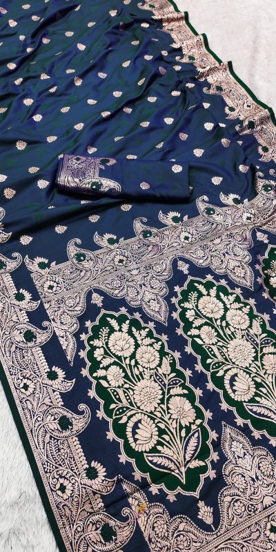 Navy Blue Banarasi Lace Zari Work Saree