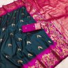 Navy Blue Banarasi Silk Weaving Lace Zari Work Saree