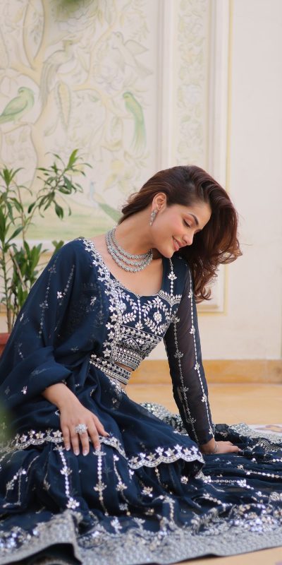 Ram 085 Navy Blue Color Fox Georgette Lehenga Choli with Embroidery Work. Grab it for ₹3049. Delivery 4-6 Working Days. Shop now. | Bollywood Lehenga, Creative Lehenga, Designer Lehenga, Embroidered Lehenga, Lehenga, Party Wear Lehenga