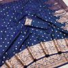 Navy Blue Soft Banarasi Silk Zari Lace Work Saree