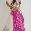 Off White Dola Silk Foil Work Lehenga Choli