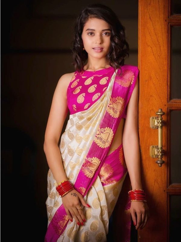 KPR 090 Off White Color Soft Lichi Silk Saree with Lace Work & Lace Border. Get it for ₹1449. Delivery 4-6 Working Days. Shop now. | Creative Sarees, Embroidered Sarees, Bollywood Sarees, Designer Sarees, Ethnic Saree, Modern Digital sarees, Party Wear Sarees, Sarees