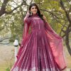 Onion Fox Georgette Embroidery Work Gown