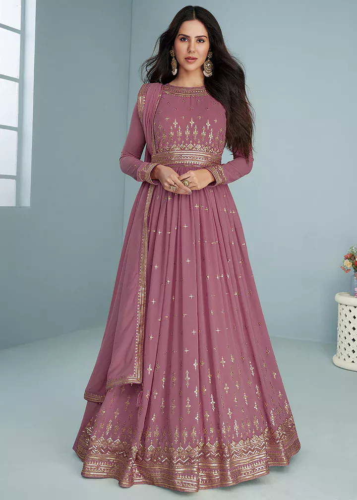 FC 9293 Onion Georgette Salwar Suit with Embroidery Work. Wedding, Party, Festive, Events, Now at just ₹2649. Delivery 4-6 Working Days. Shop now. | Casual Suits, Jump Suits, Creative suits, Designer Suits, Palazzo Suits, Party Wear Suits, Patiala Suits, Salwar suit, Straight Suits